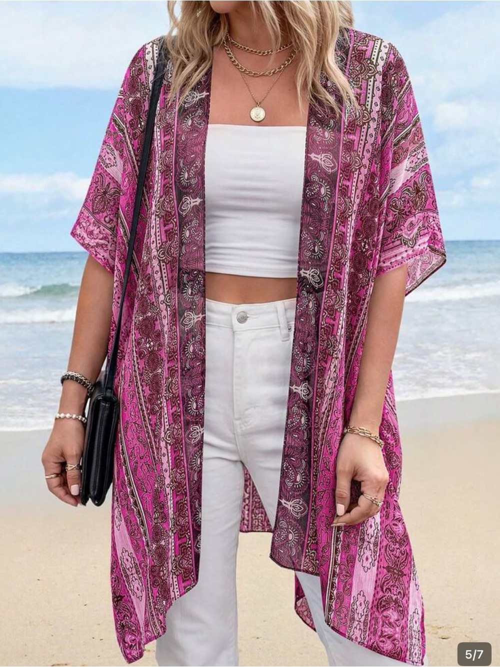 Summer Kimonos Boho Floral Short Sleeve Flowy Cardigans
Swimsuit cover up NWT XL